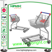 Warehouse Trolley Cart with Collapsible Basket